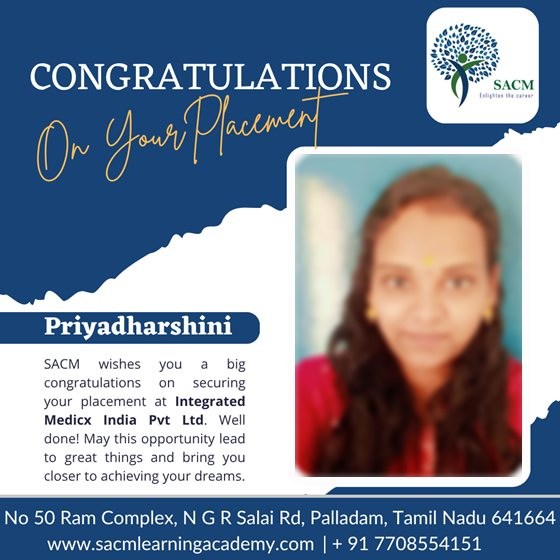 Priyadharshini — placed at Integrated Medicx